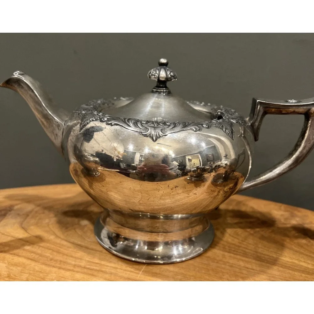 Vintage Forbes Silver Co 244 Tea Set 4 Piece Teapot, Sugar Bowls, Creamer